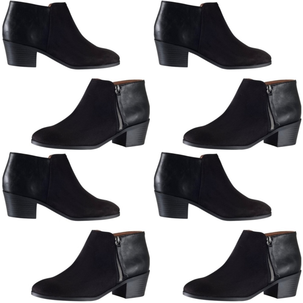 4 Soda Two Tone Black Ankle Zip Booties